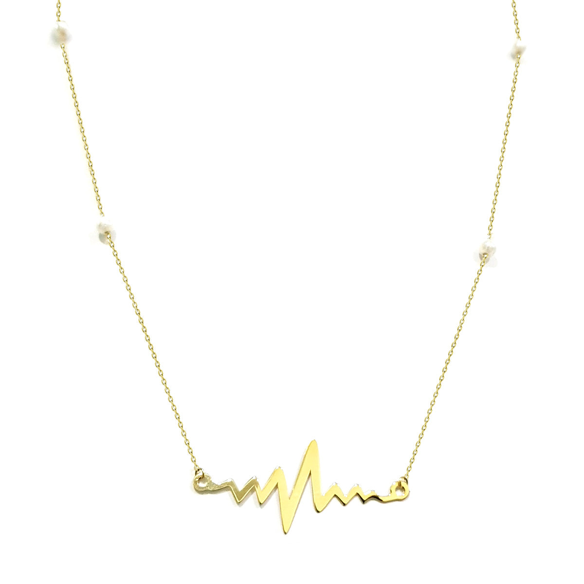 18K Pure Gold Heart Beat Design Necklace