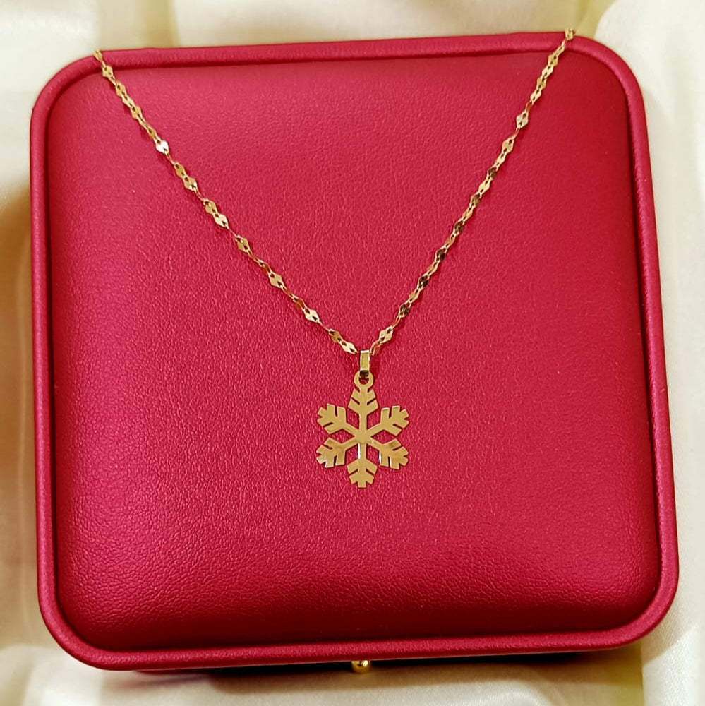 18K Pure Gold Snow Flakes Necklace