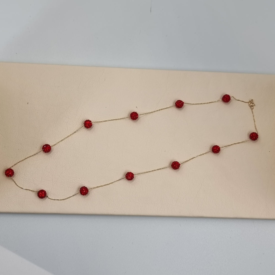 18K Pure Gold Crystal Red Ball Necklace