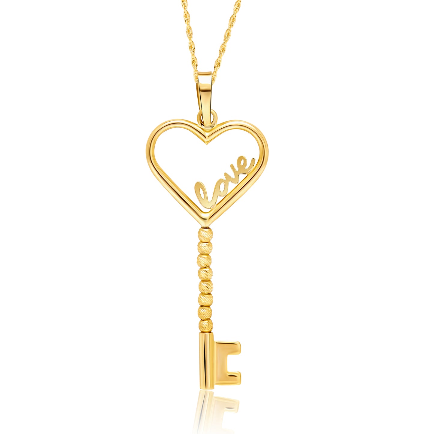 18K Pure Gold Love Key Necklace