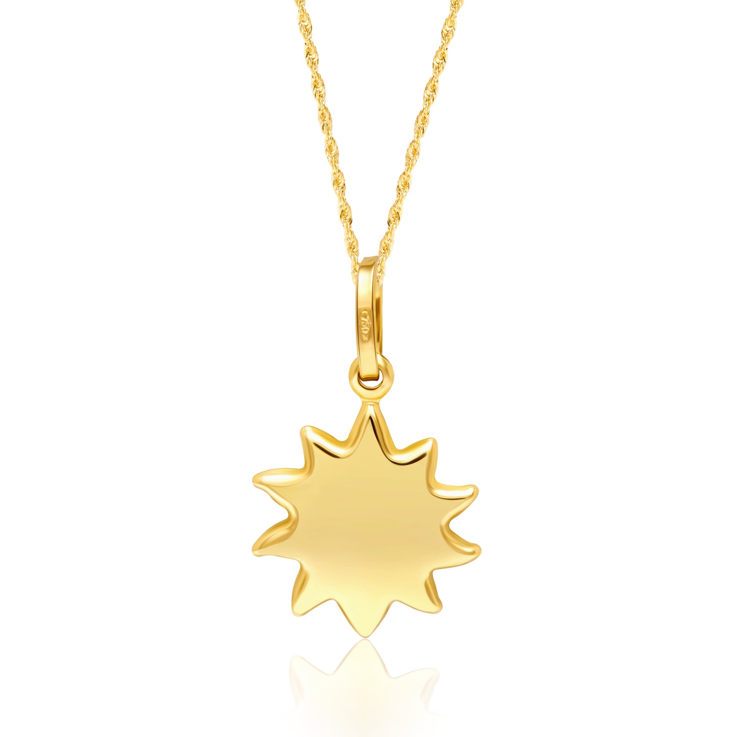 18K Pure Gold Sun Necklace