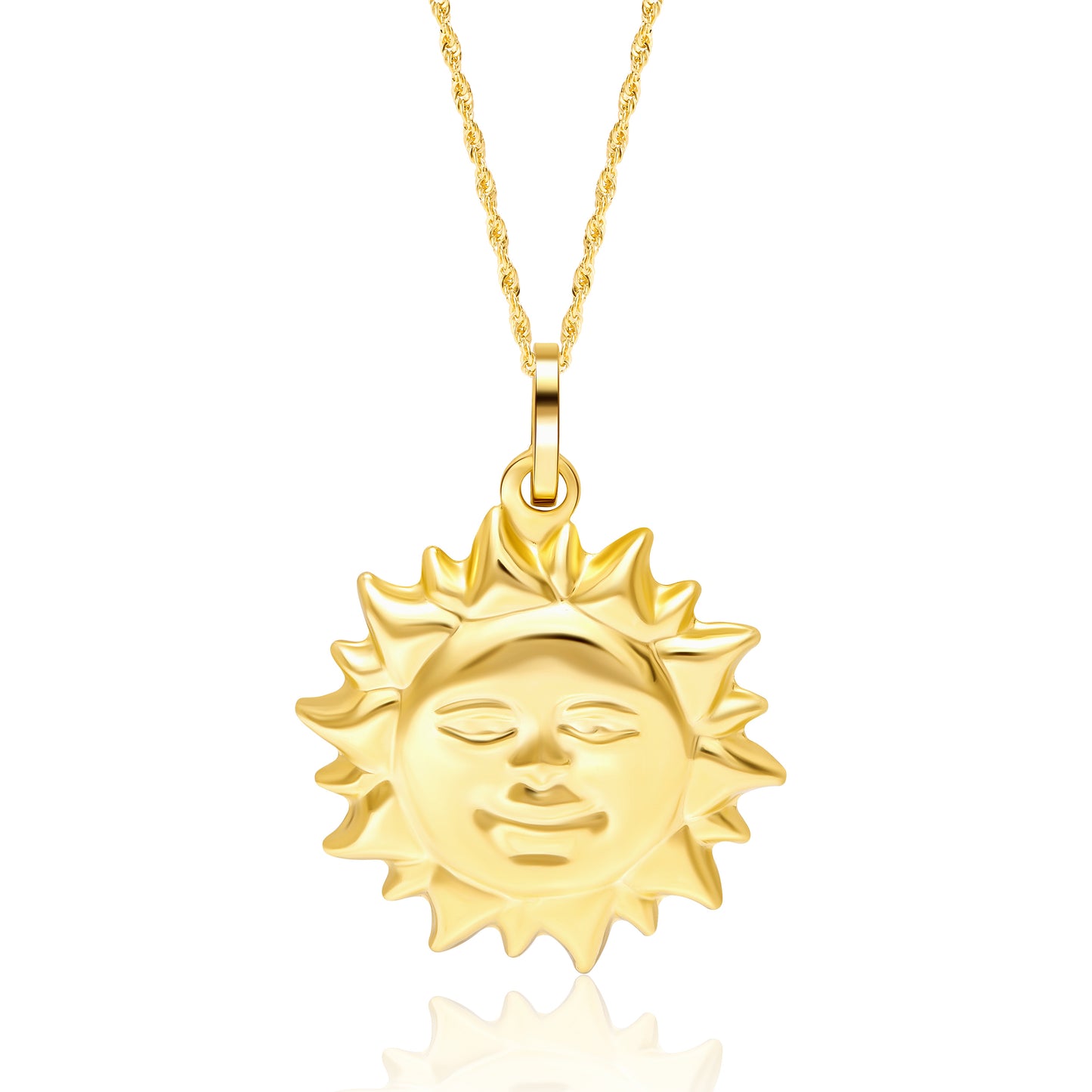 18K Pure Gold Sun Necklace
