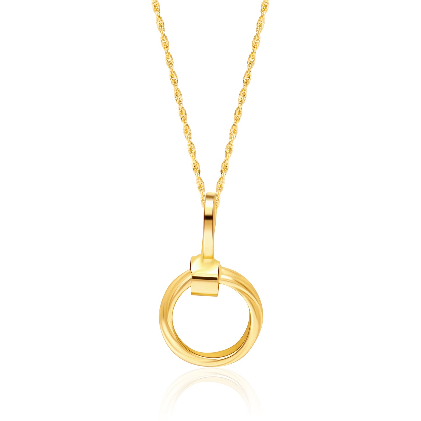 18K Pure Gold Twisted Circle Necklace