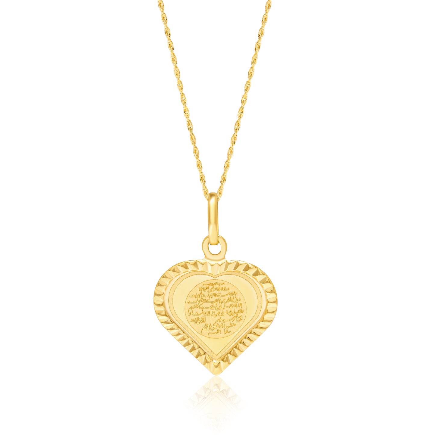 18K Pure Gold Heart Religious Necklace