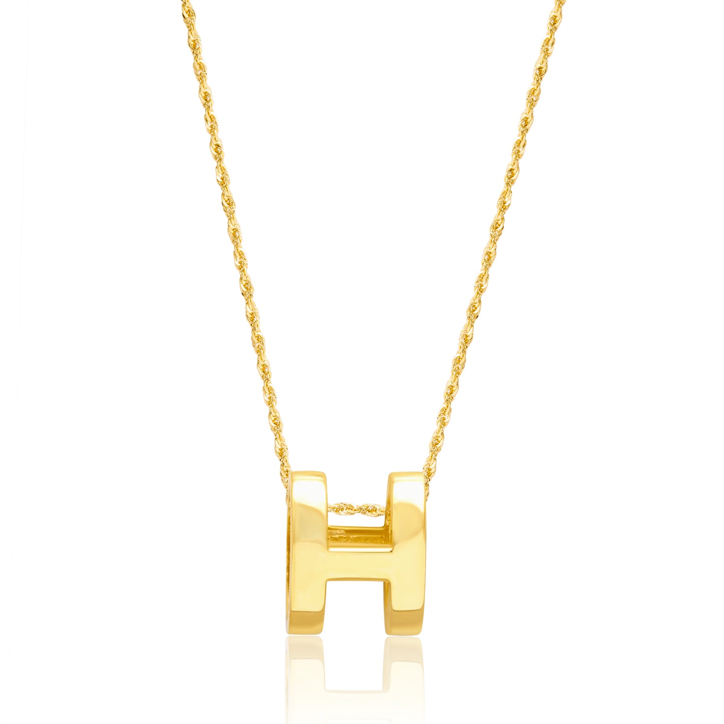 18K Pure Gold H Necklace