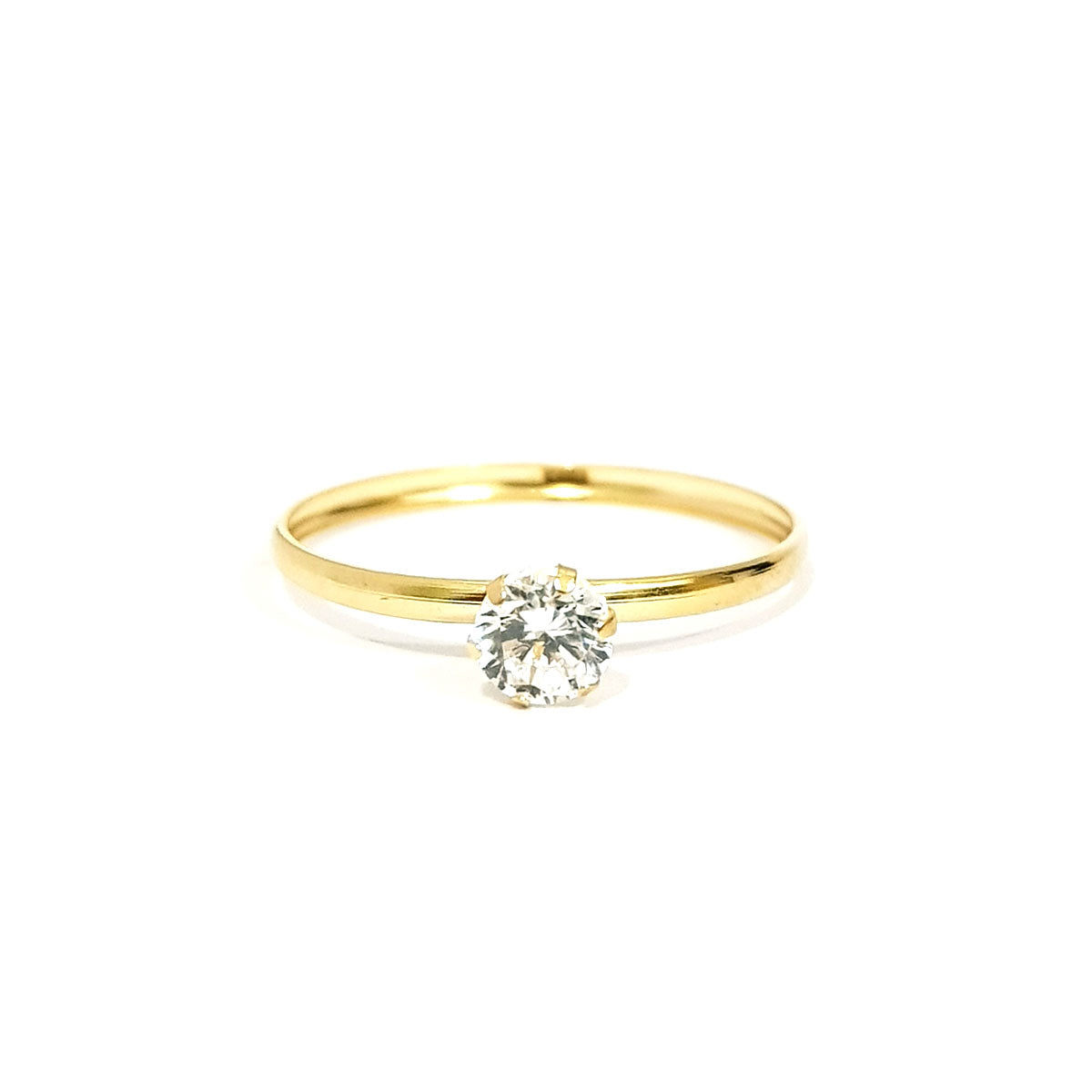 18K Pure Gold Engagement Ring w/ Zircon Stone | Ring | 18K Gold Jewelry