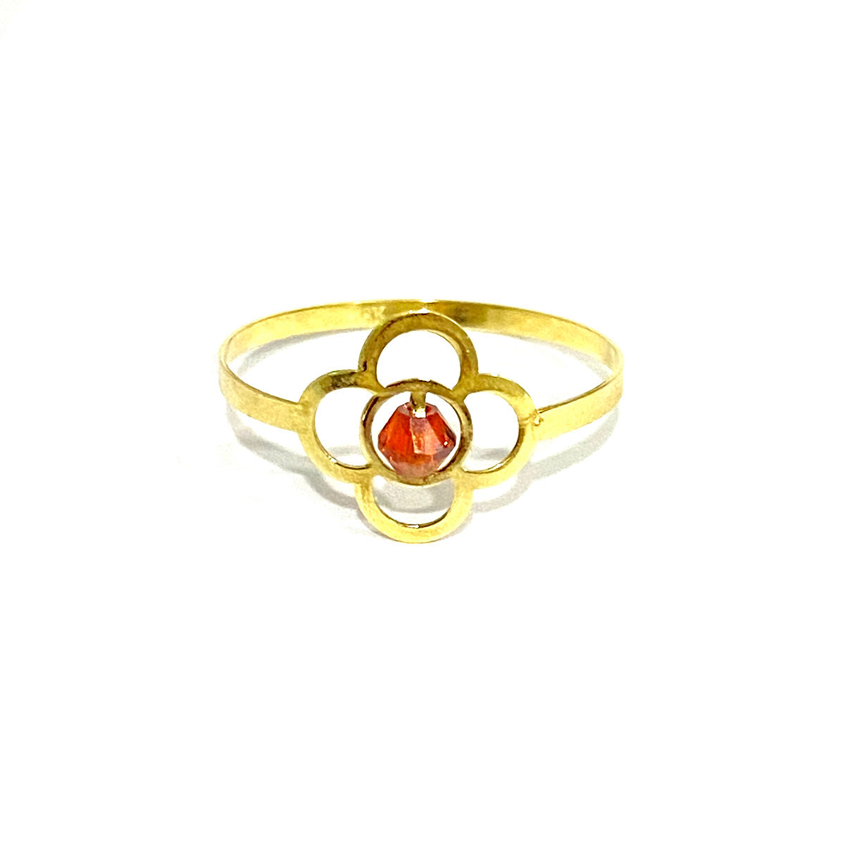 18K Solid Gold Elegant Flower w/ Zircon Stone Design Ring | Gold | 18K Gold Jewelry
