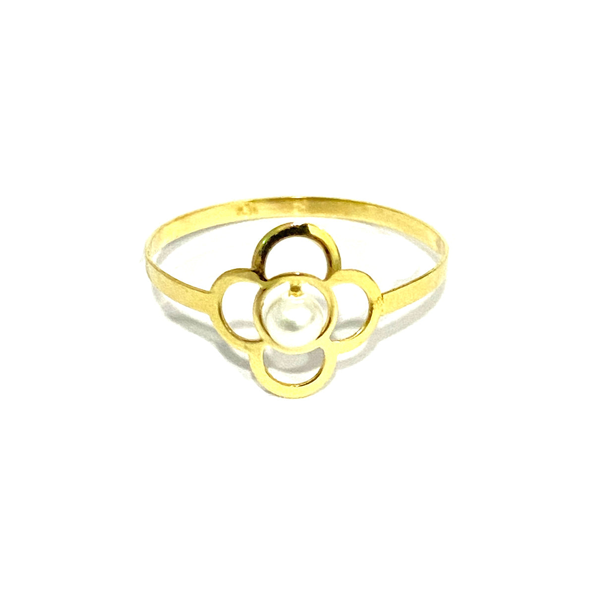 18K Pure Gold Elegant Flower w/ Zircon Stone Design Ring