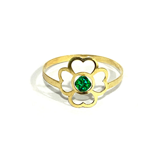 18K Pure Gold Elegant Flower w/ Zircon Stone Design Ring | Ring | 18K Gold Jewelry