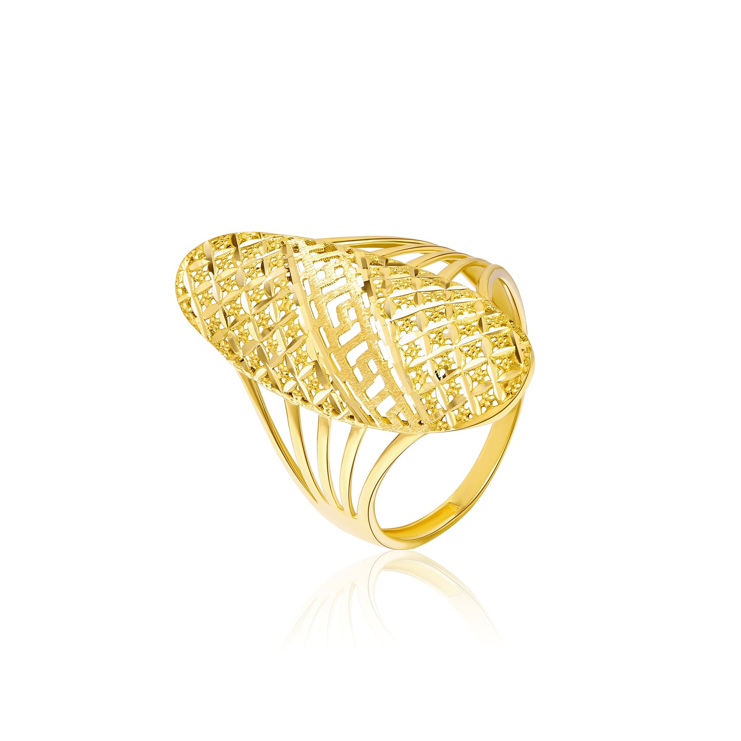 18K Pure Gold Elegant Net Ring