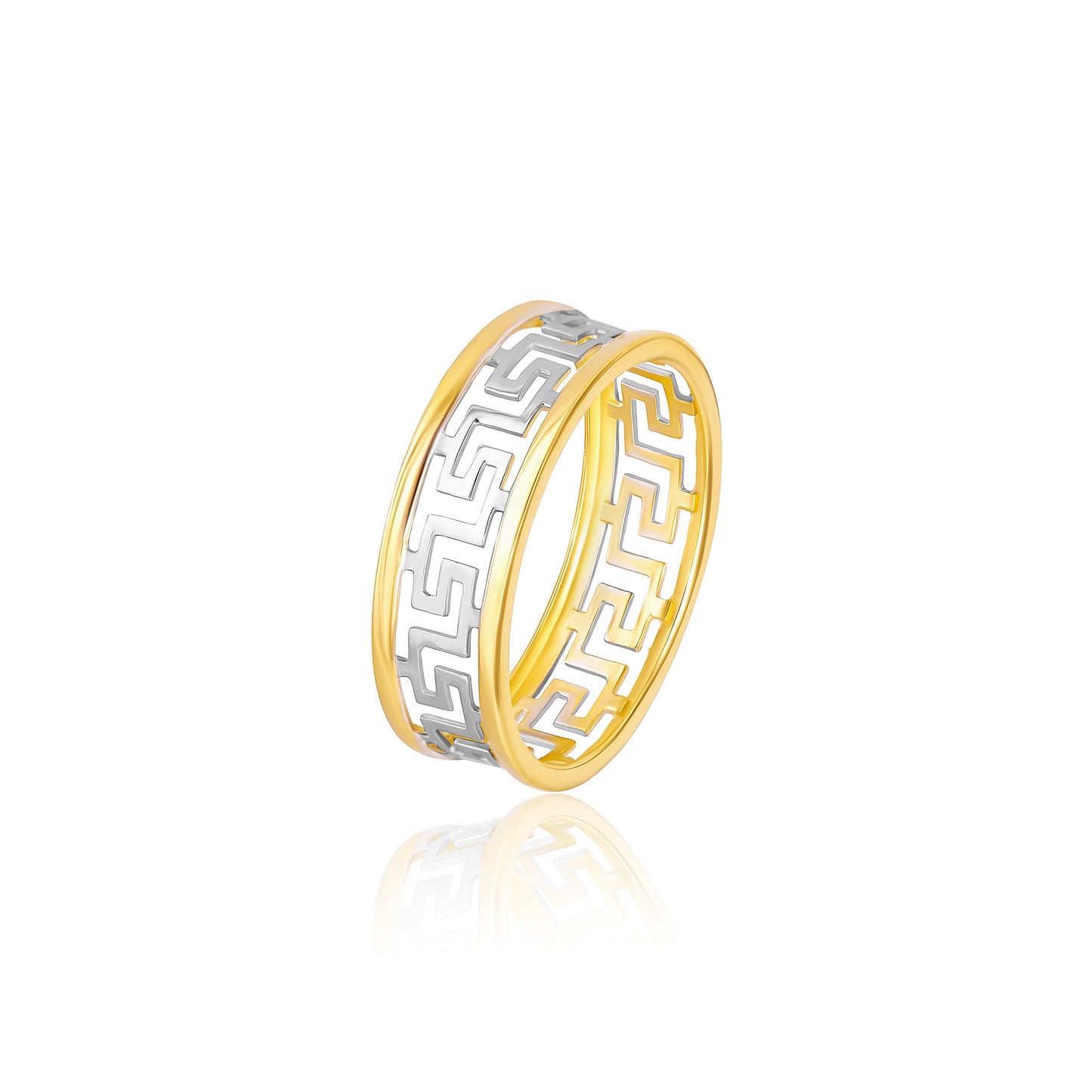 18K Pure Gold 2 Color Round Ring
