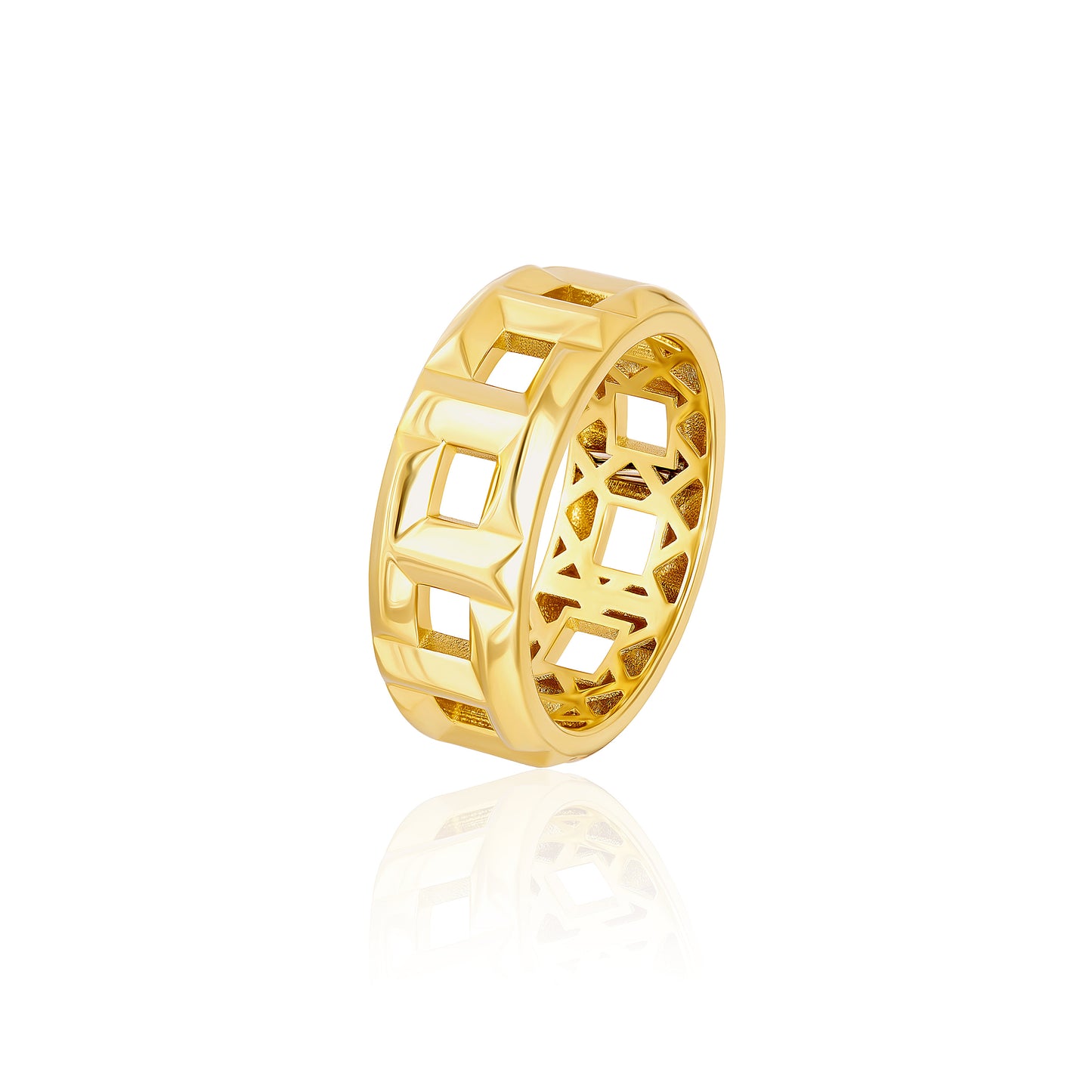 18K Pure Gold Thick Round Ring