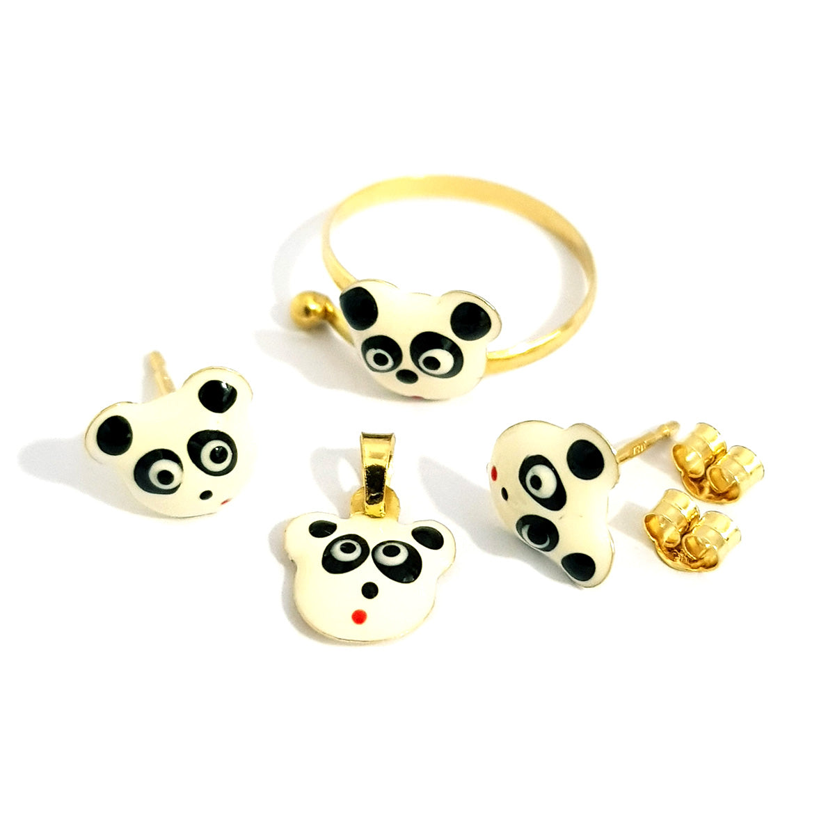 18K Pure Gold Set Panda Design Gold Set | Jewelry Set | 18K Gold Jewelry