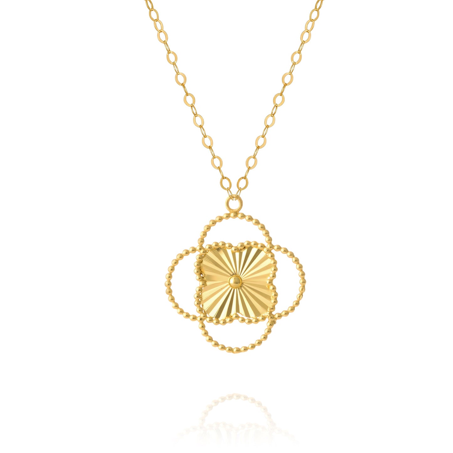 18K Pure Gold V.C Flower Necklace