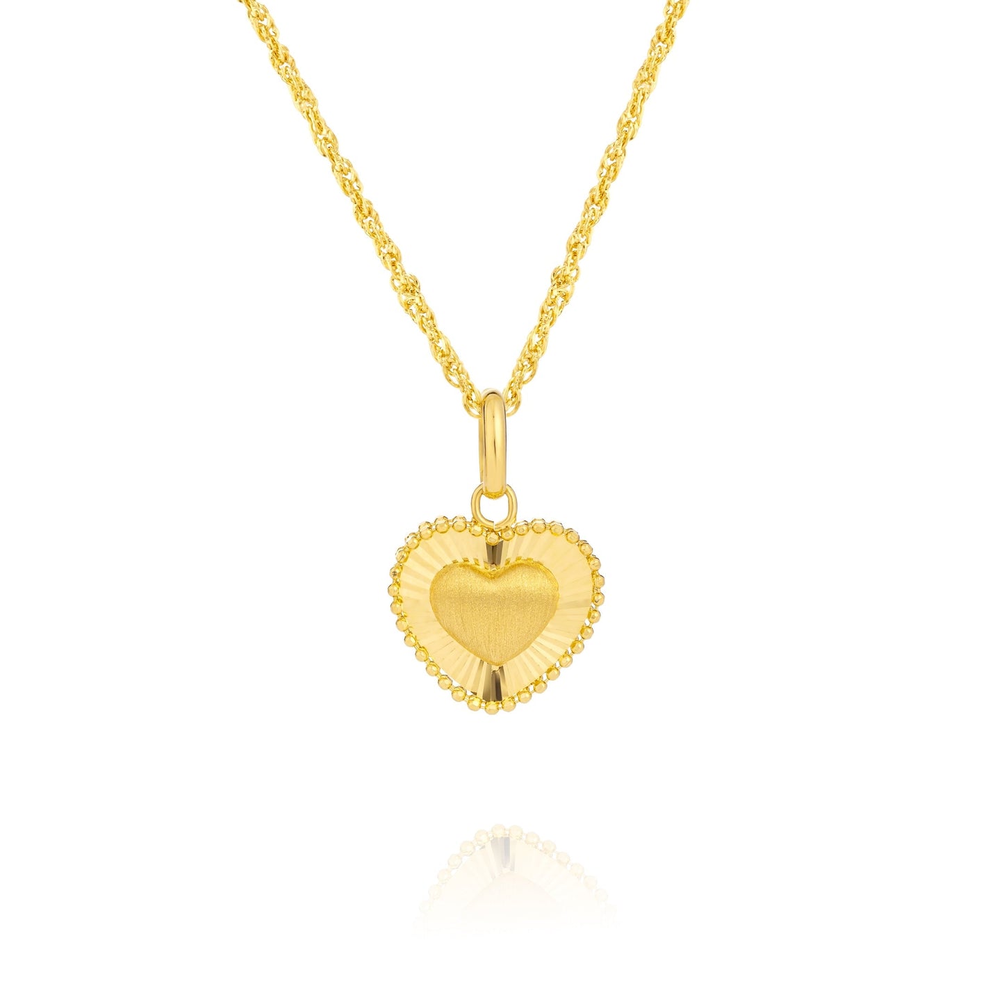 18K Pure Gold Heart Necklace