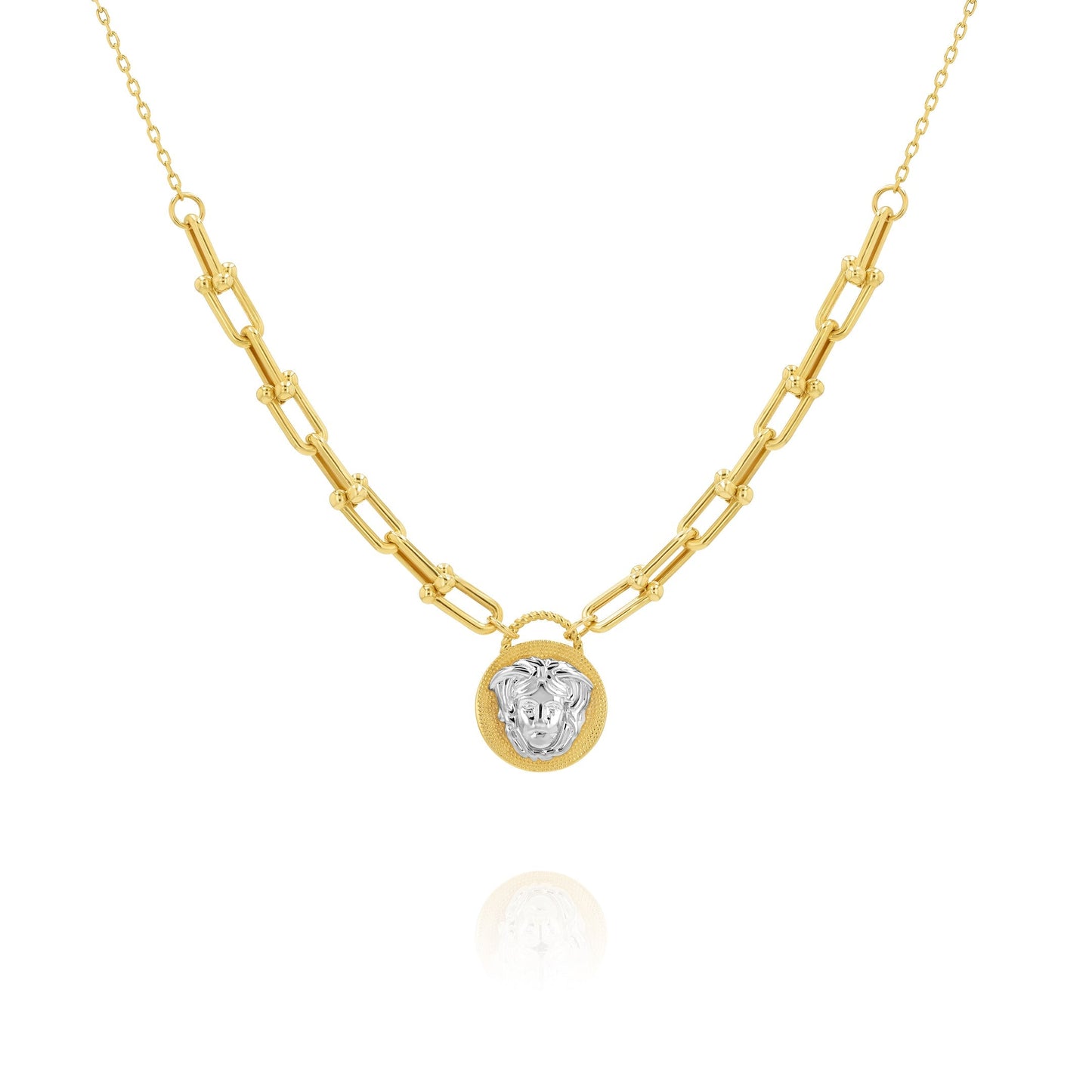18K Pure Gold Linked Stone Necklace
