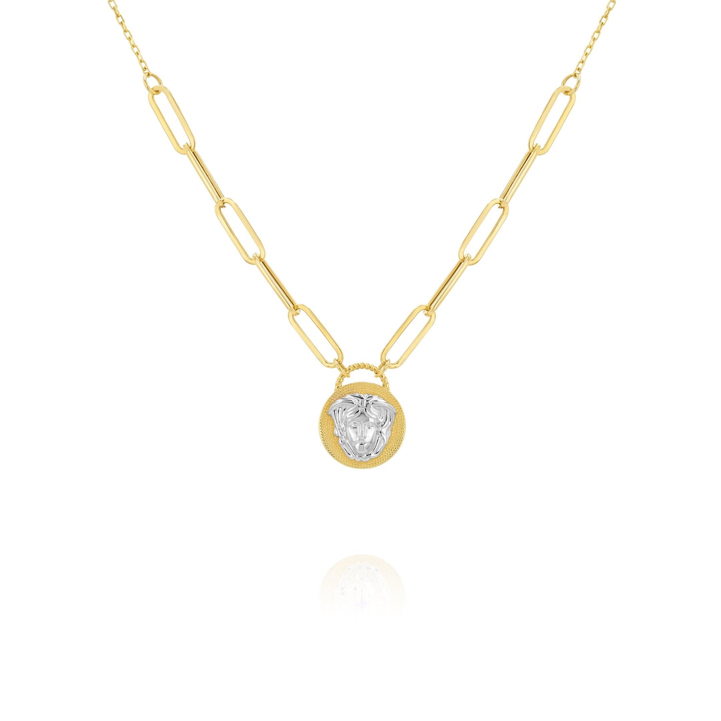 18K Pure Gold Linked Stone Necklace