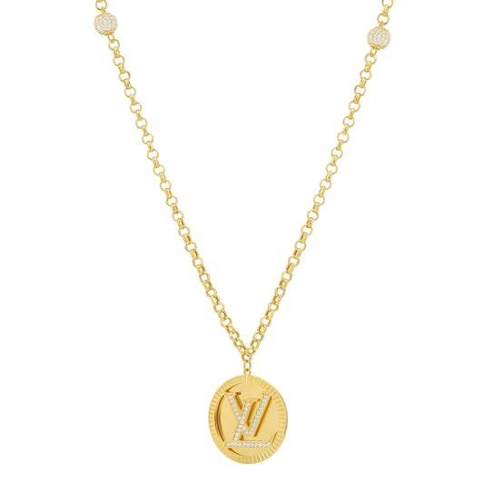 18K Pure Gold Elegant L.V Necklace