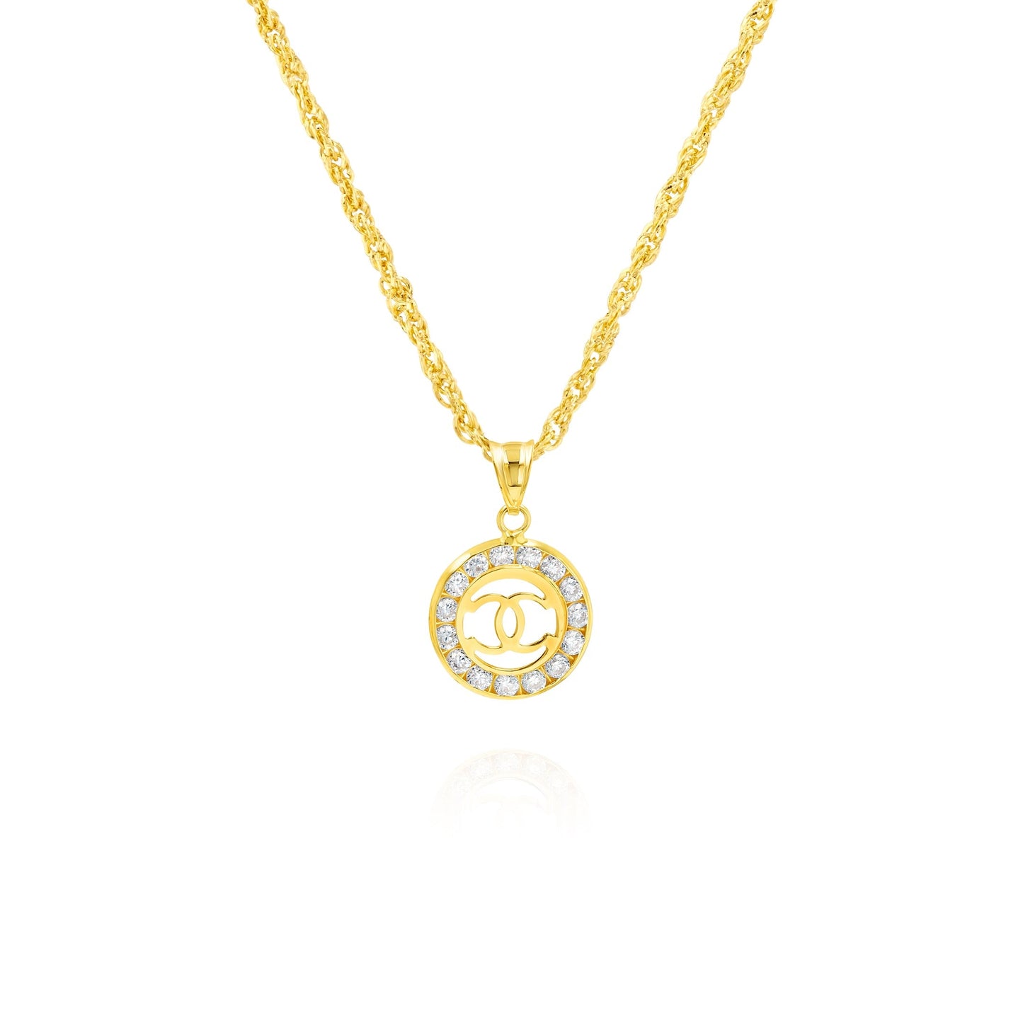 18K Pure Gold Elegant C.H Stone Necklace