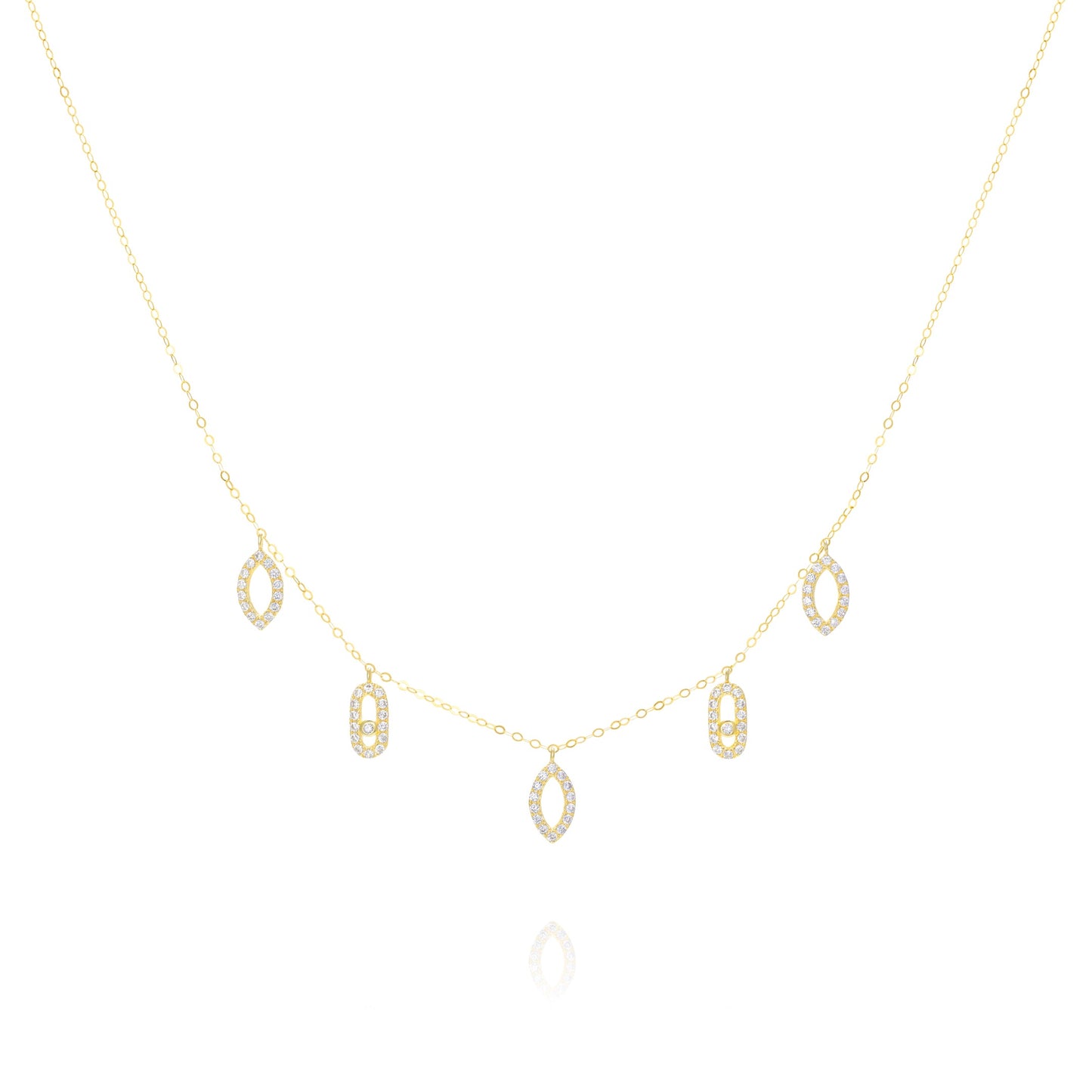 18K Pure Gold Hanging Stone Necklace
