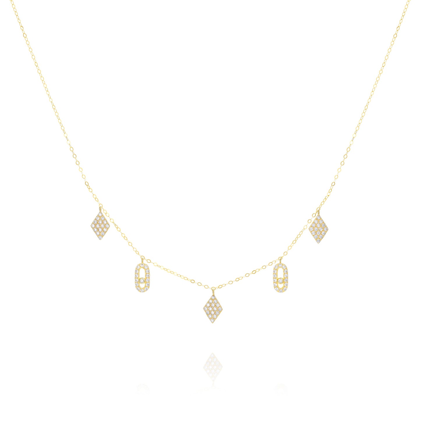 18K Pure Gold Hanging Stone Necklace