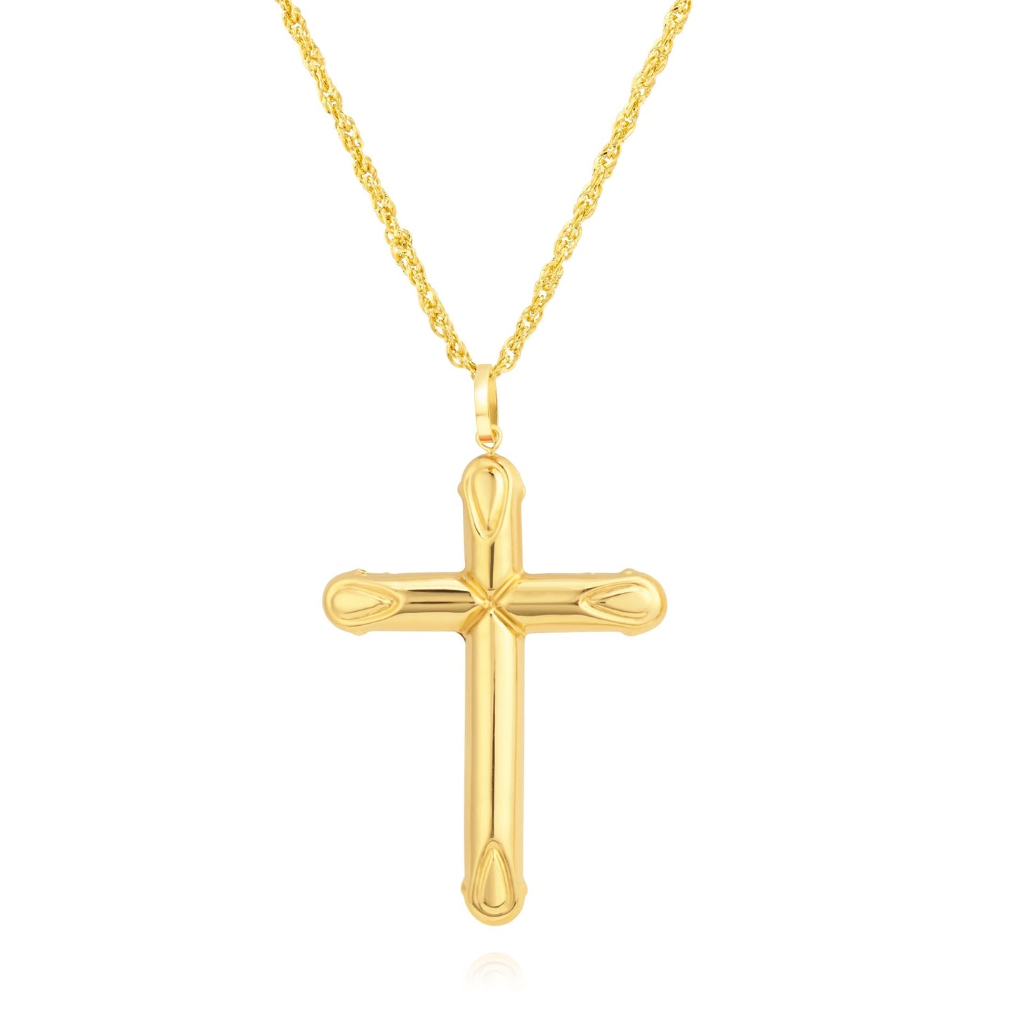 18K Pure Gold Red Jesus Cross Necklace