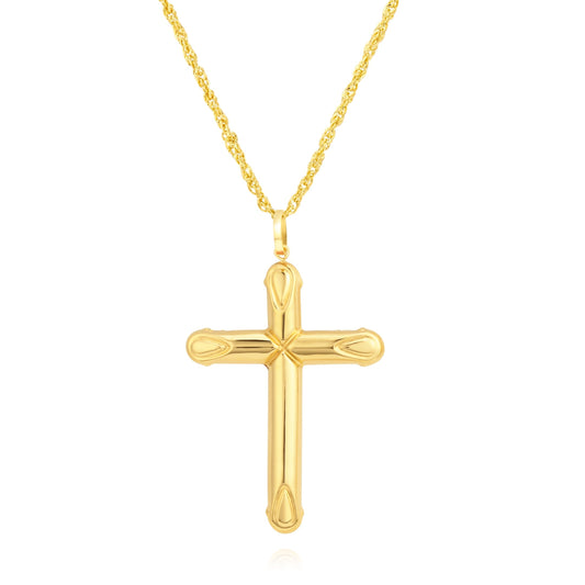 18K Pure Gold Red Jesus Cross Necklace