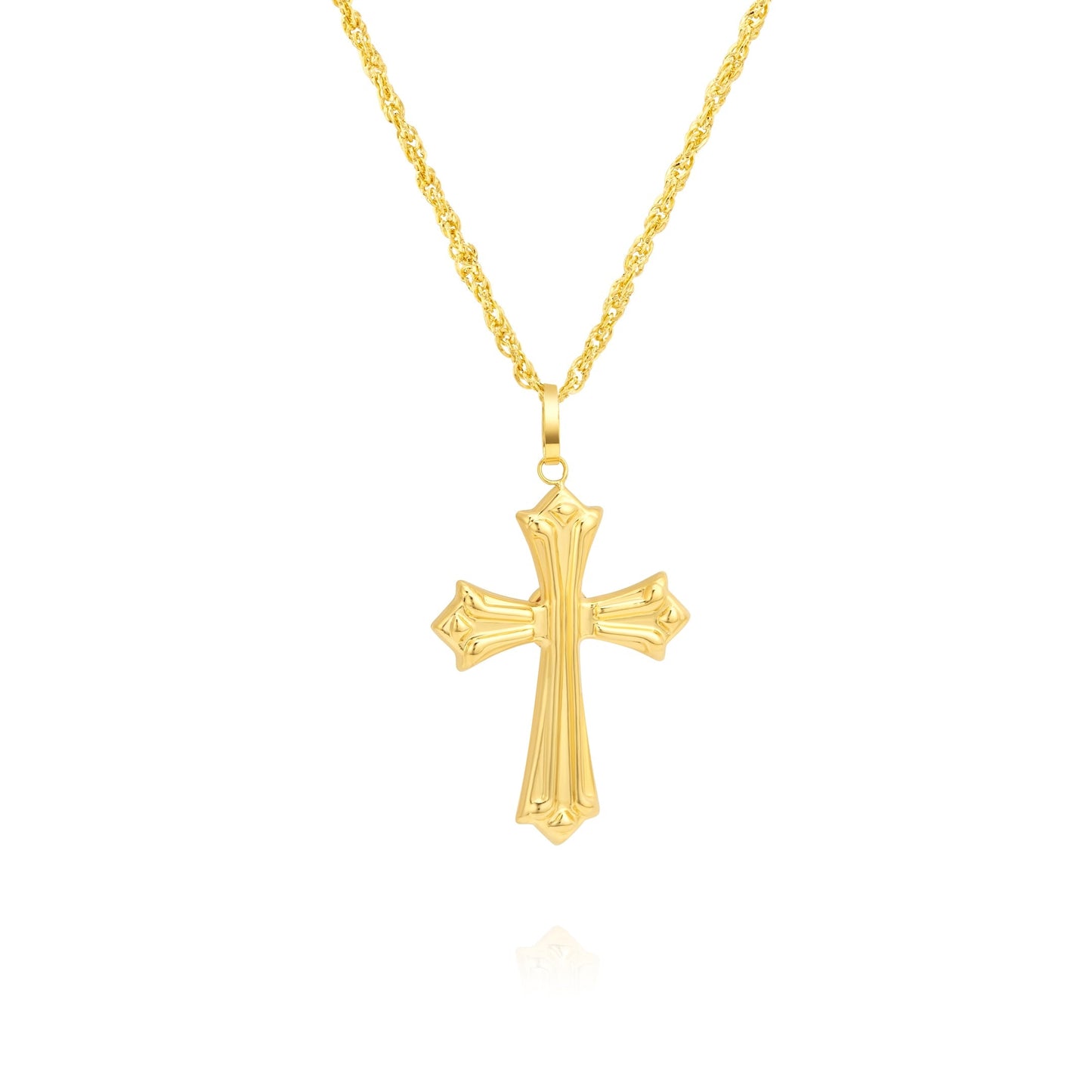 18K Pure Gold Red Cross Necklace