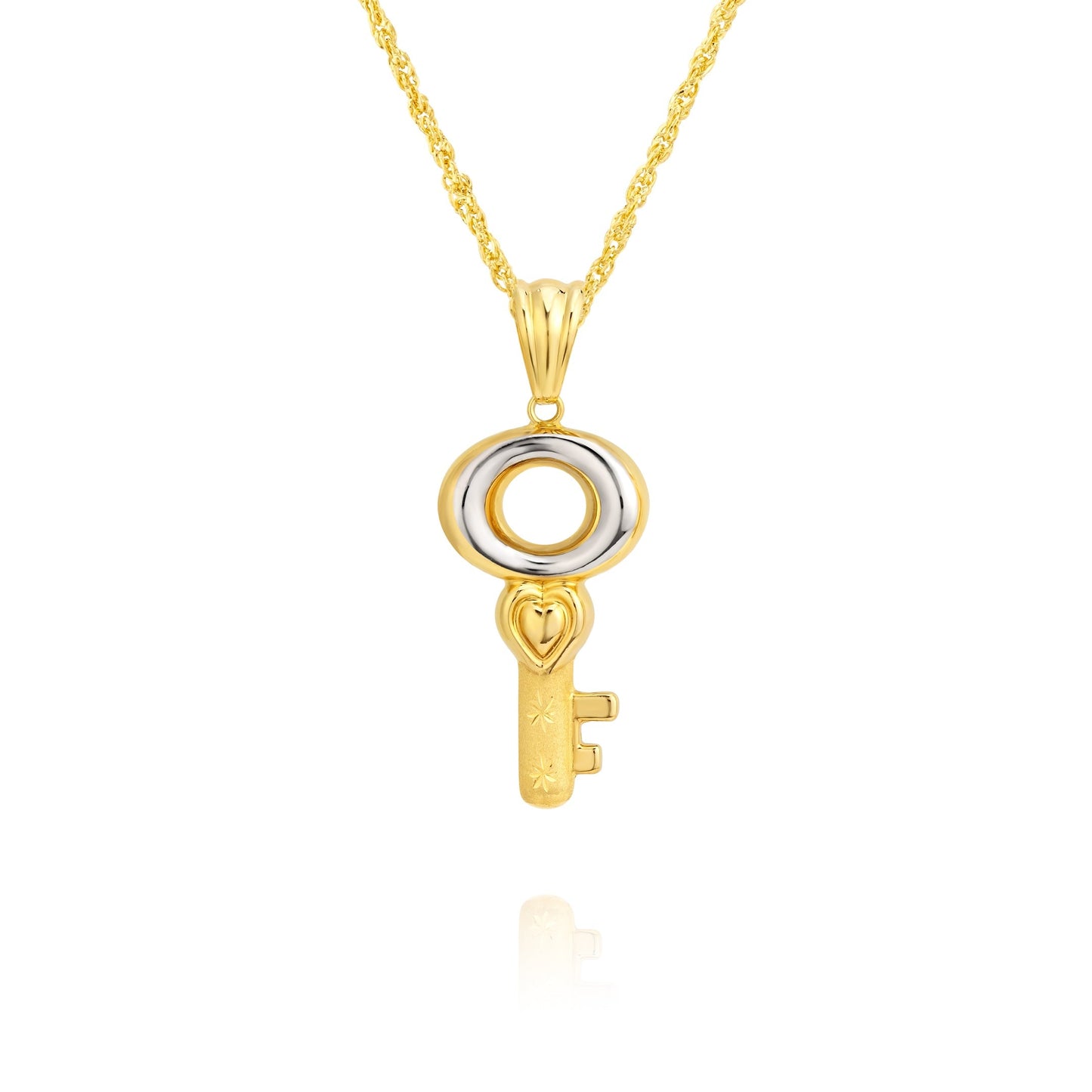 18K Pure Gold Key Necklace