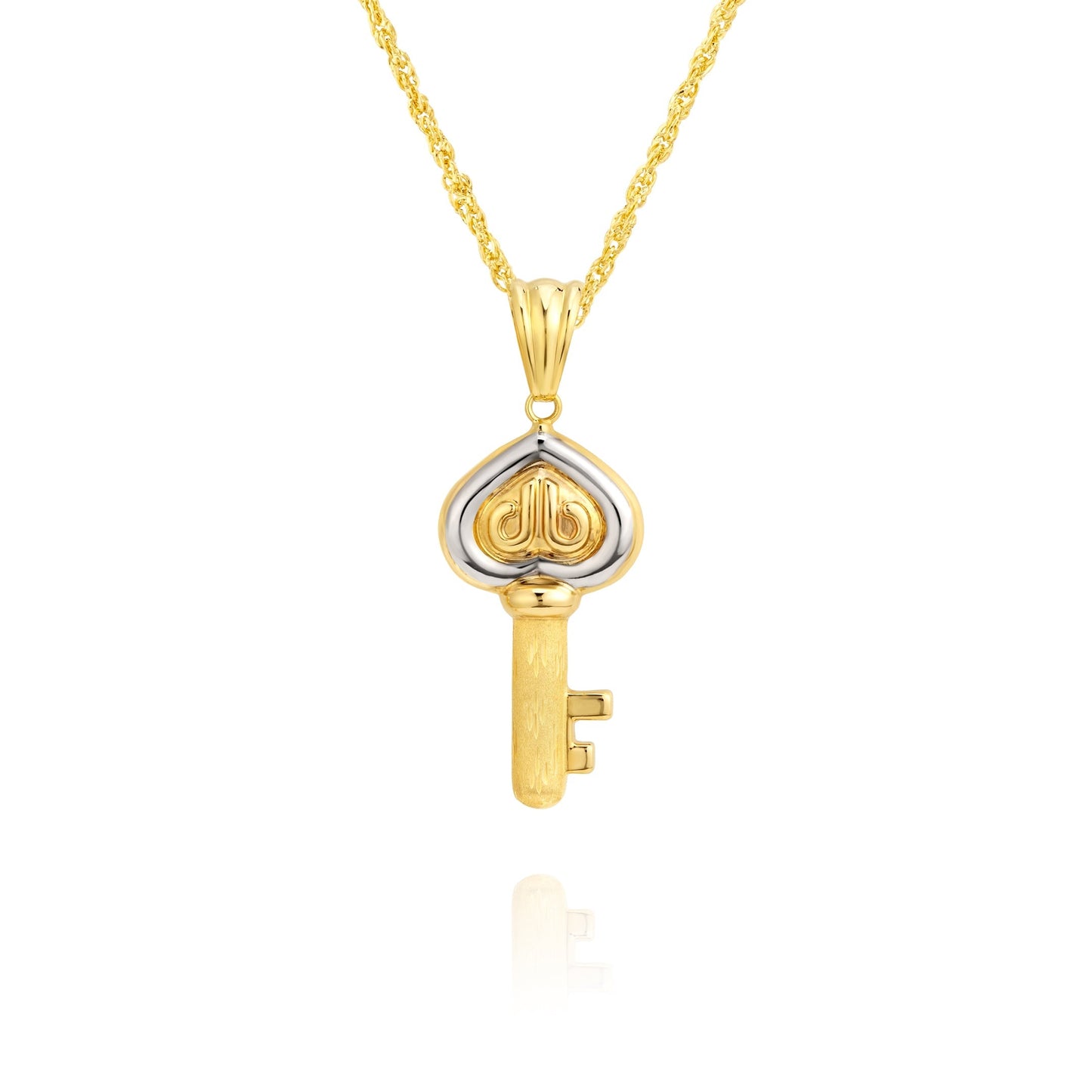 18K Pure Gold Key Necklace