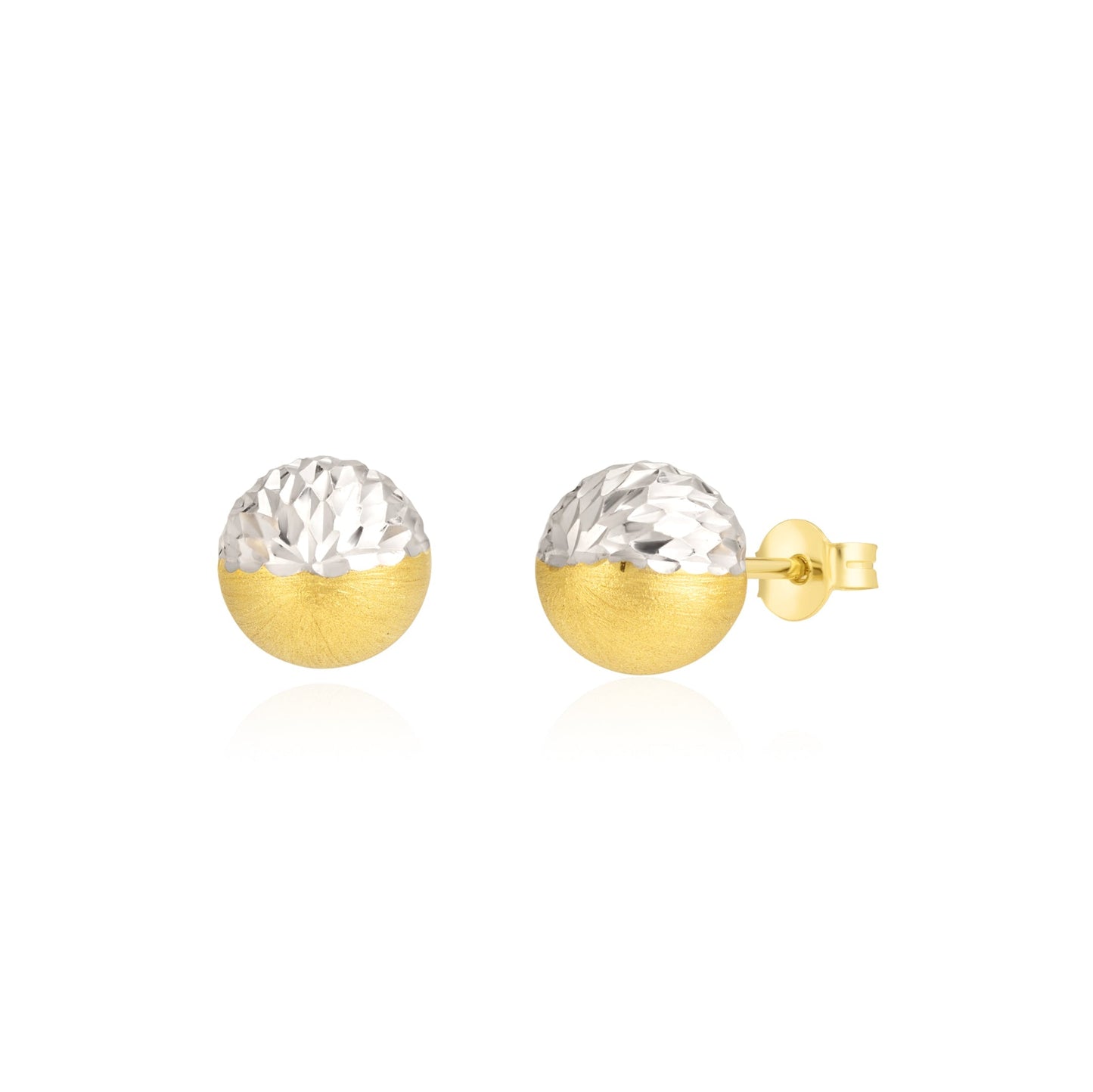 18K Pure Gold 2 Color Ball Stud Earrings