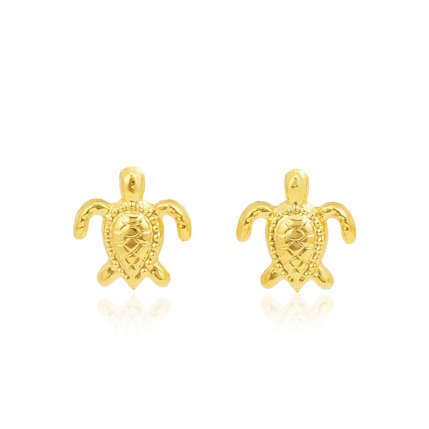 18K Pure Gold Turtle Screw Earring Set