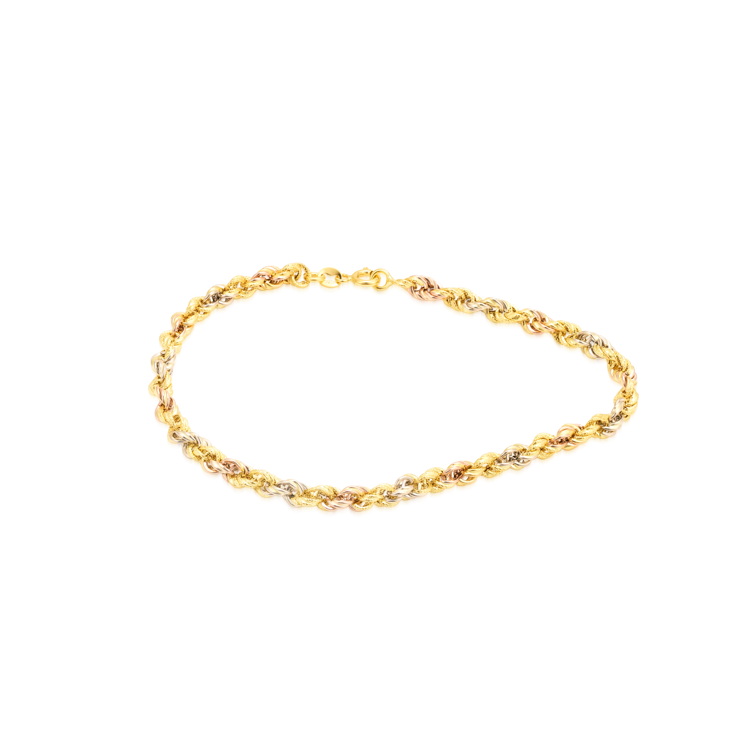 18K Pure Gold 3 Color Rope Anklet