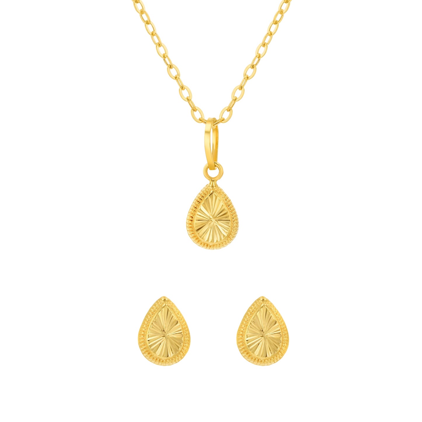 18K Pure Gold Drop Screw Jewelry Set