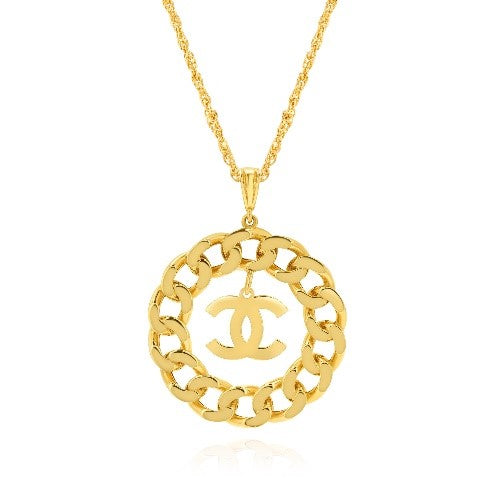 18K Pure Gold C.H Round Linked Necklace