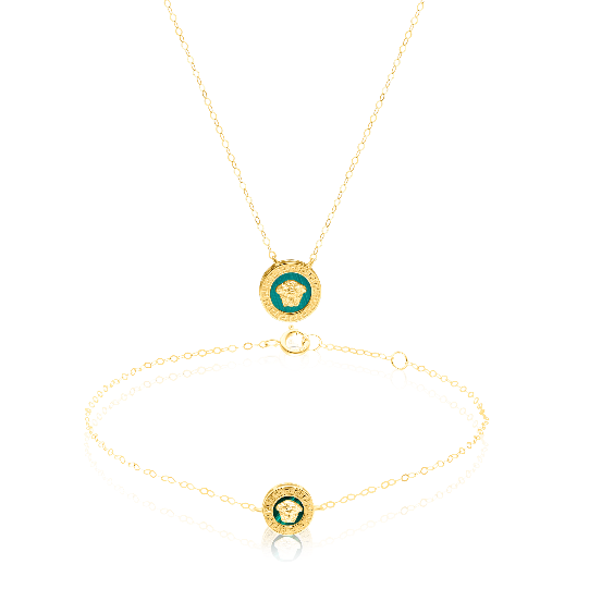 18K Pure Gold Green V.R.C Jewelry Set