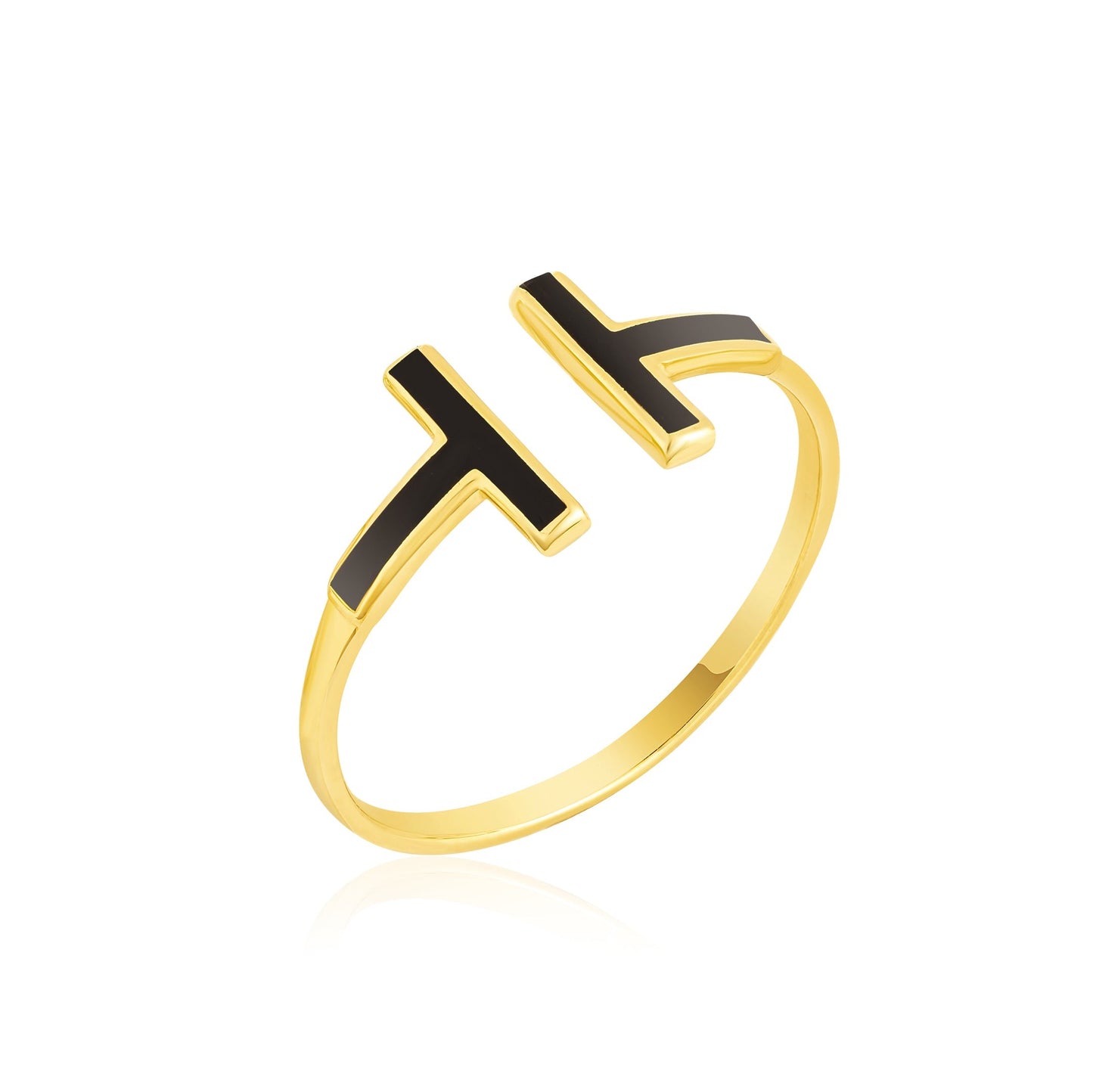 18K Pure Gold T Ring