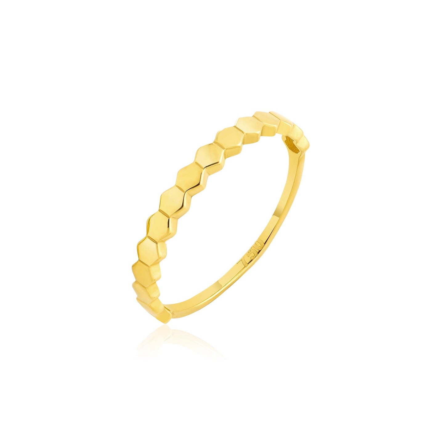 18K Pure Gold Hexagon Ring
