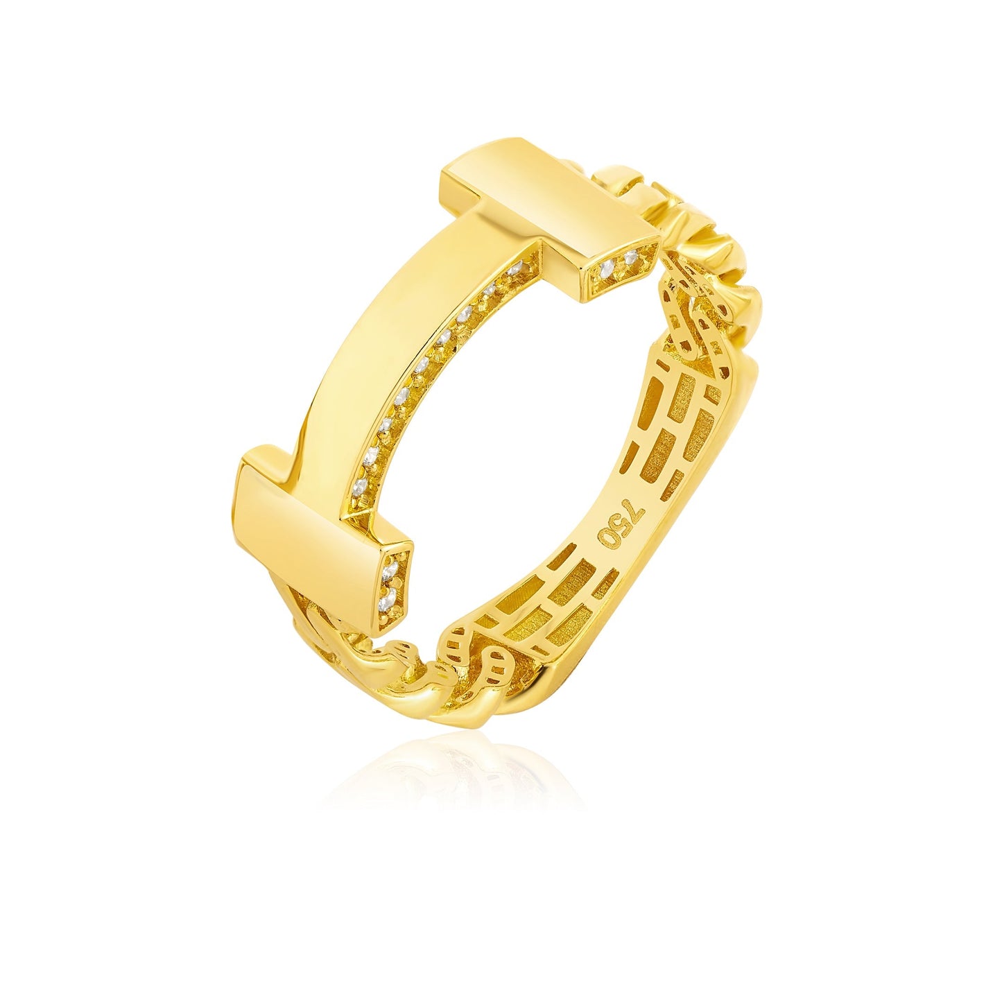 18K Pure Gold Elegant Stone Ring