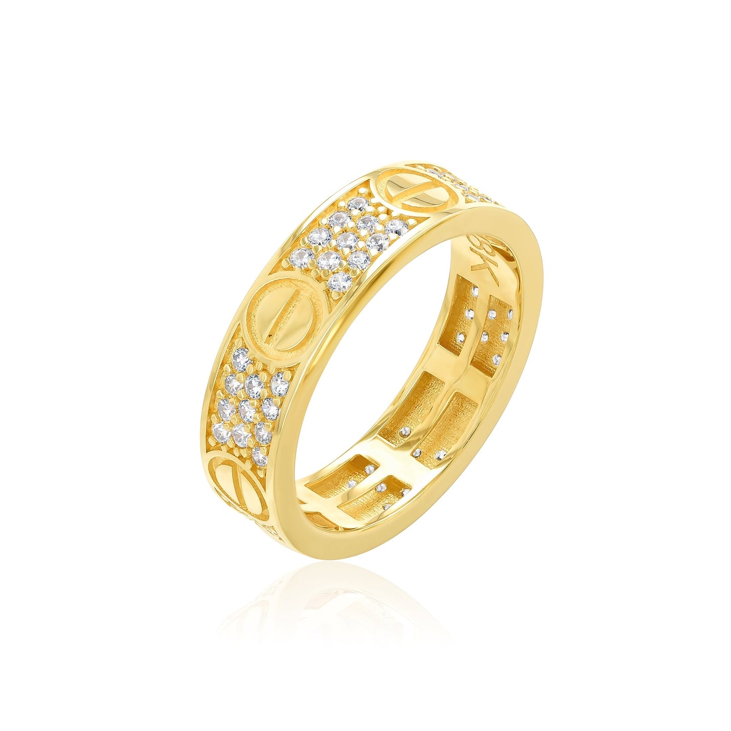 18K Pure Gold Elegant C.R Stone Ring