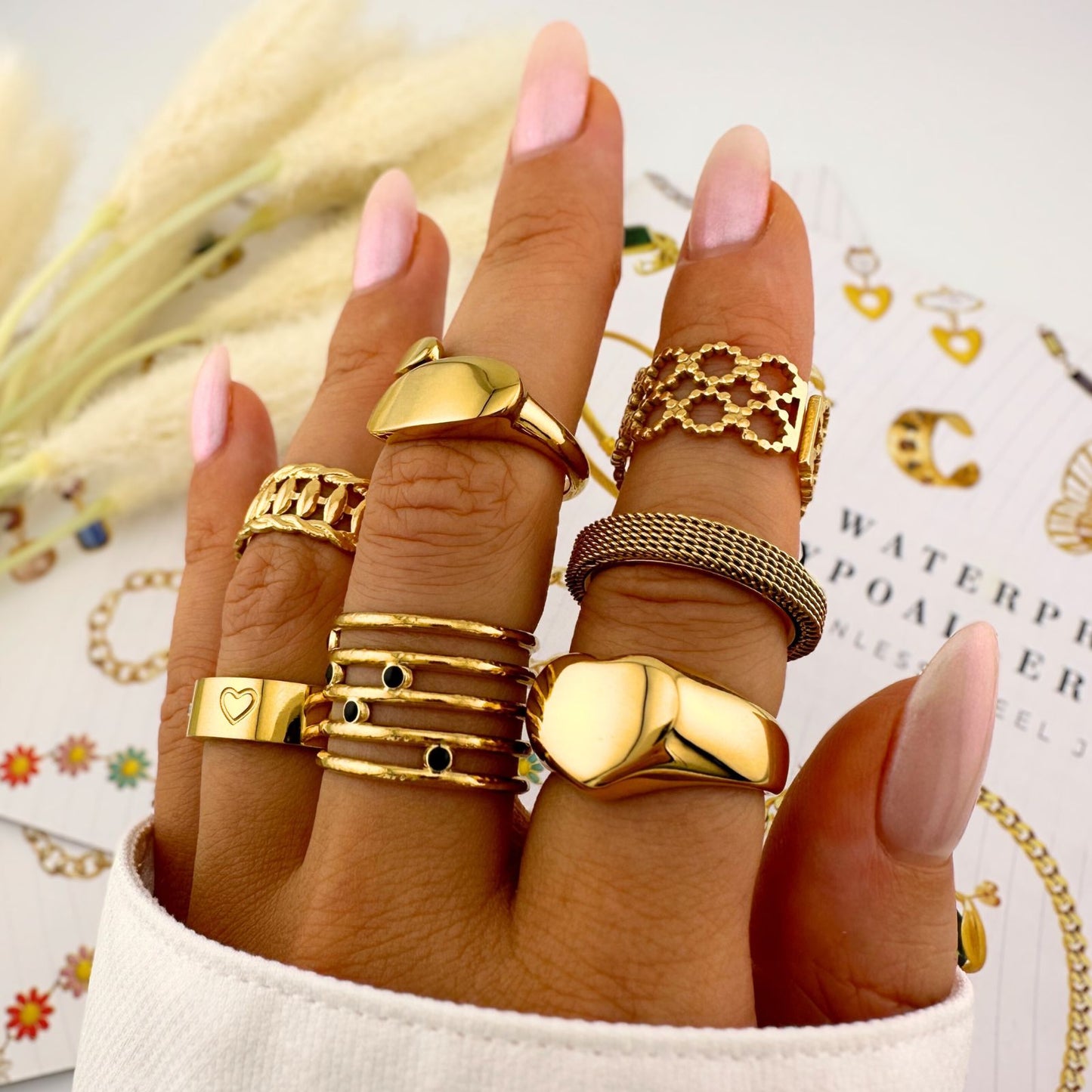 Ring, 18K Gold Plated Steel
