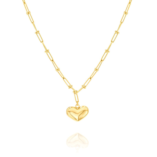 18K Pure Gold Elegant U-Link Heart Jewelry Set
