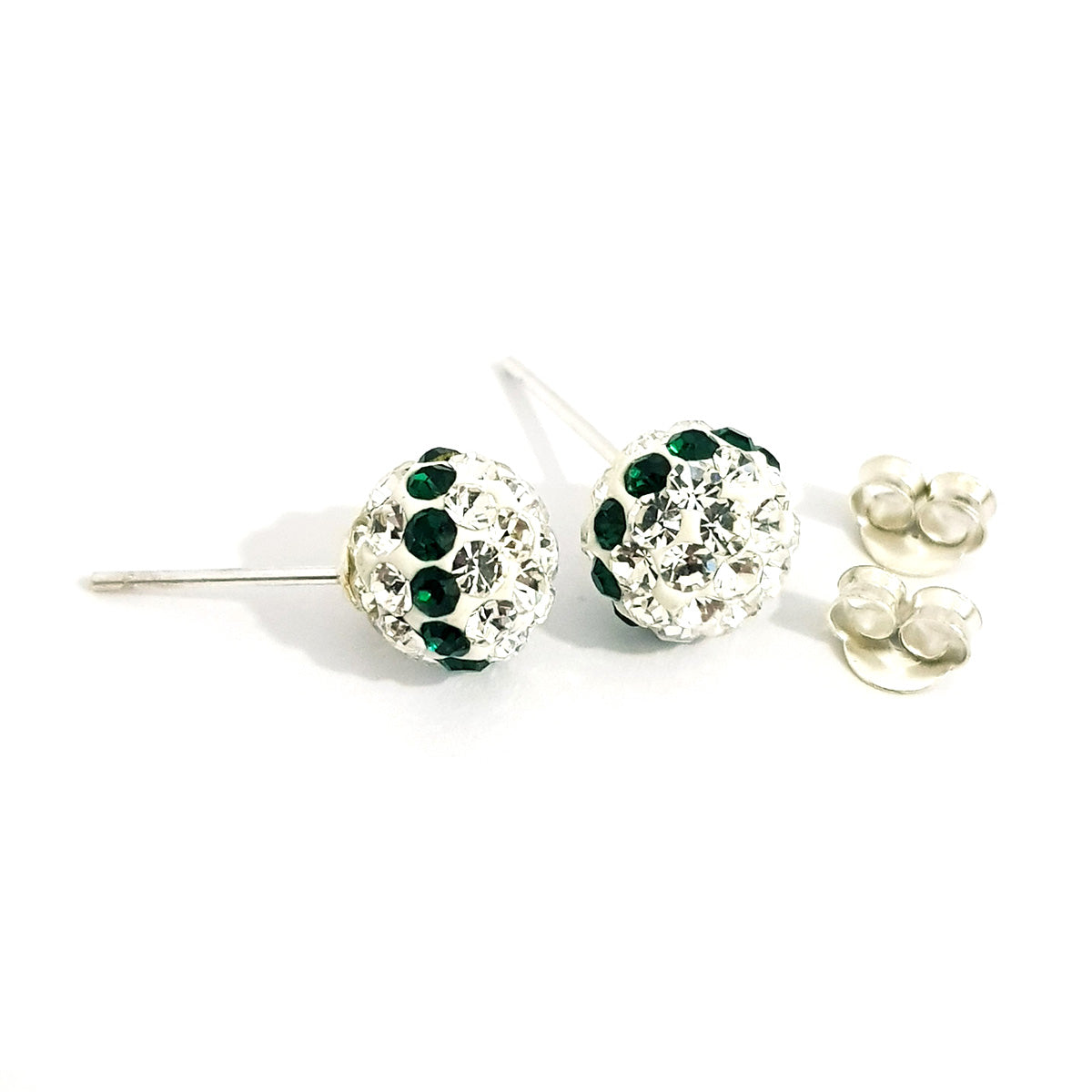 Real 925 Sterling Silver Balls Swarski Earrings