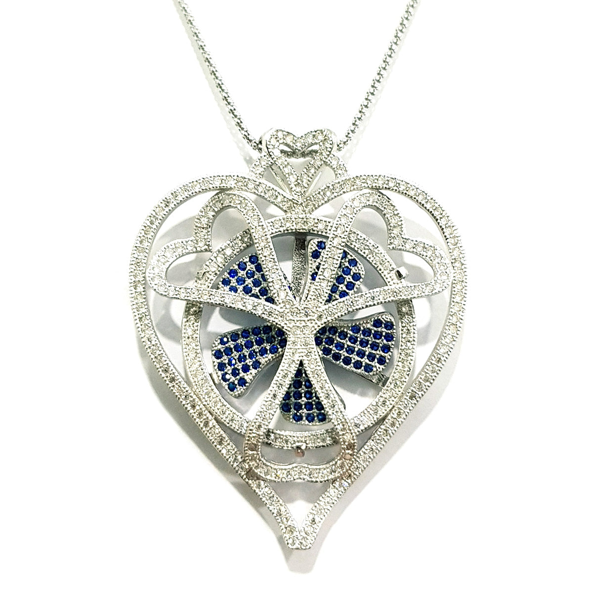 Real 925 Sterling Silver Heart Propeller Necklace | Silver | 18K Gold Jewelry