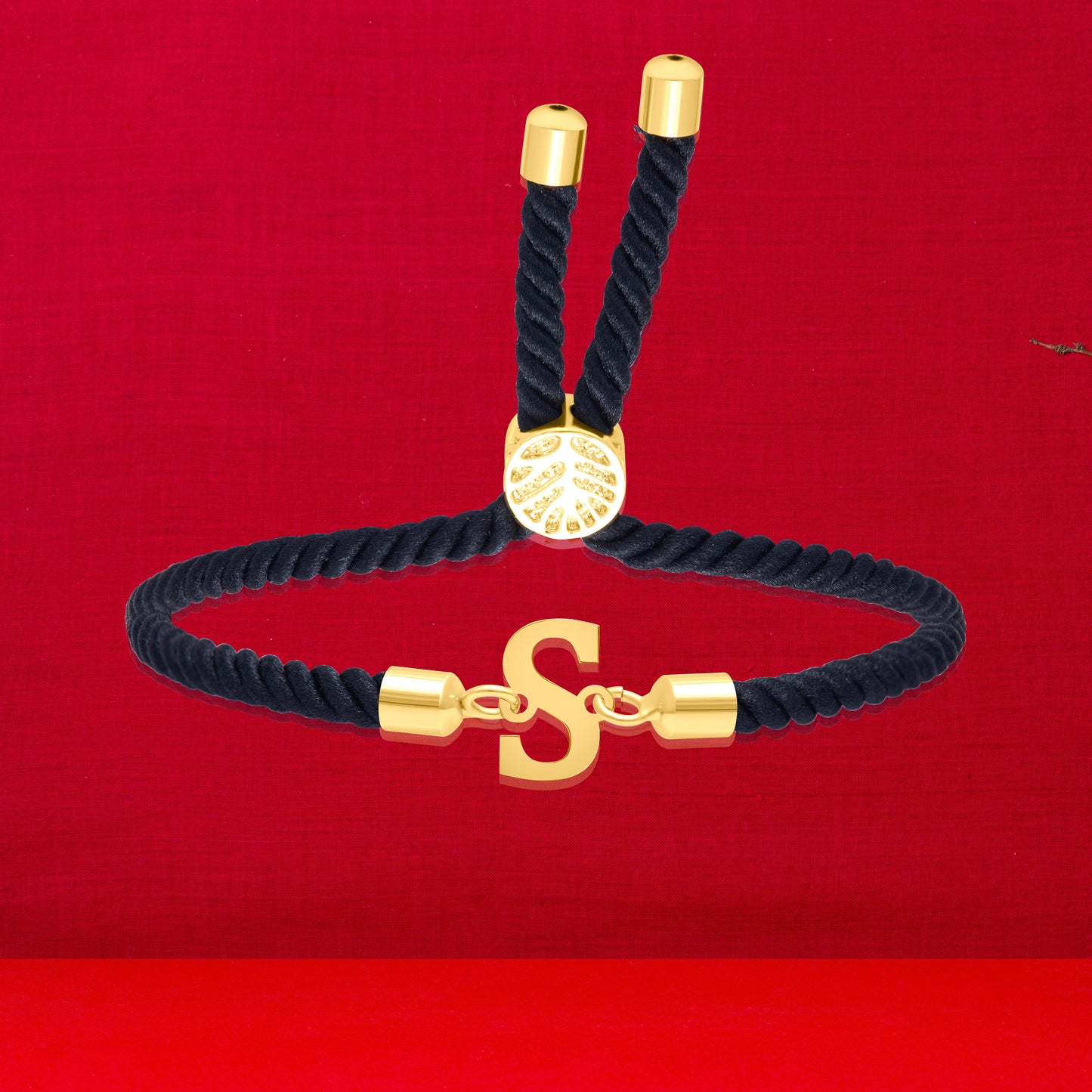 18K Pure Gold Thread Adjustable Letter S Bracelet