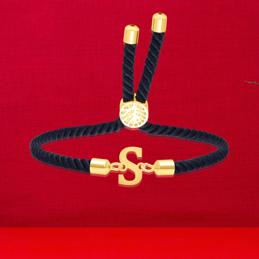 18K Pure Gold Thread Adjustable Letter S Bracelet