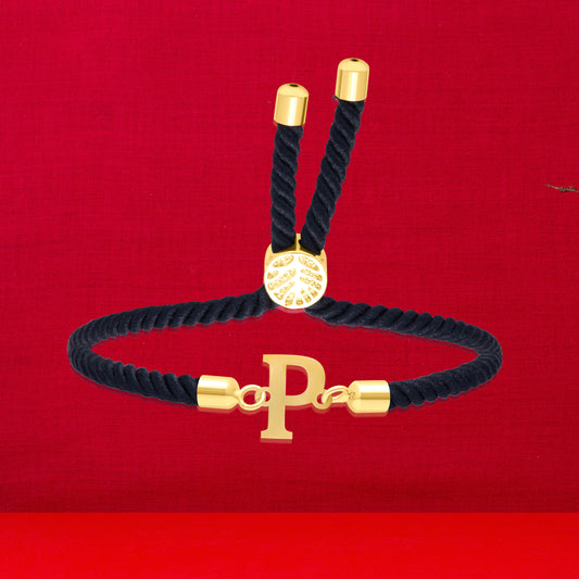 18K Pure Gold Thread Adjustable Letter P Bracelet