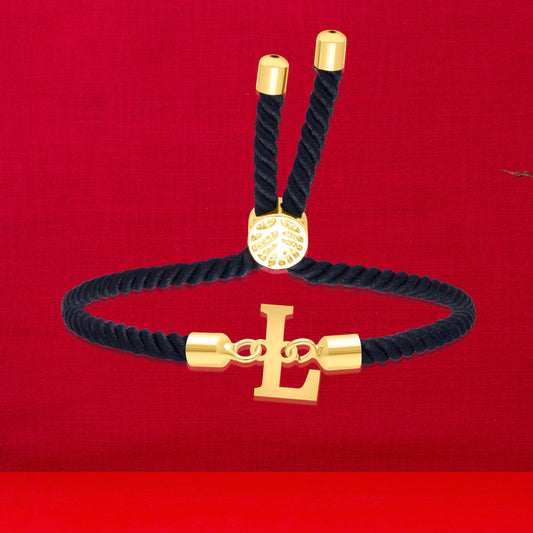 18K Pure Gold Thread Adjustable Letter L Bracelet