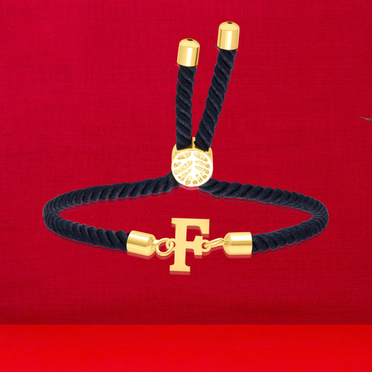 18K Pure Gold Thread Adjustable Letter F Bracelet
