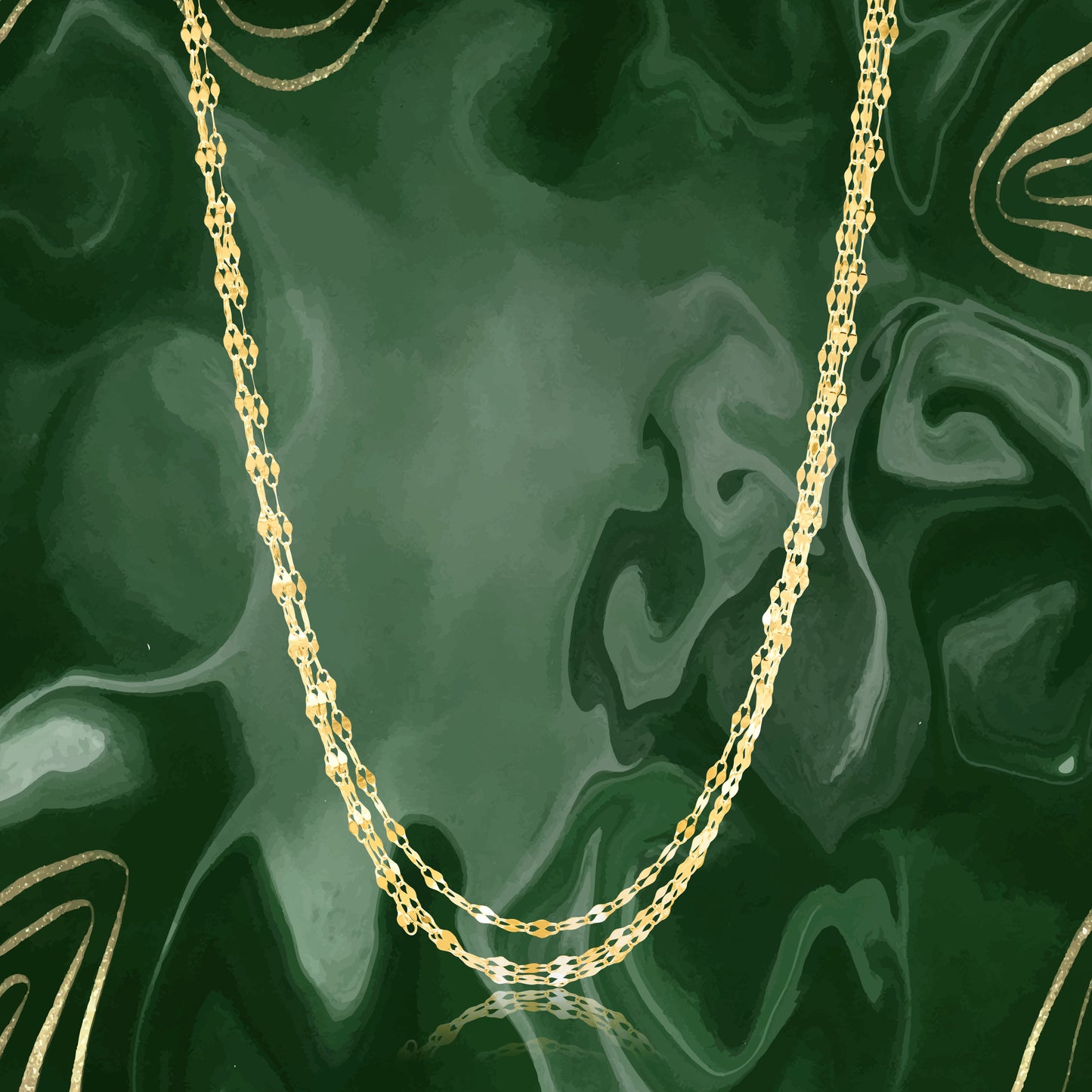 18K Pure Gold Multi Layer Mirror Necklace